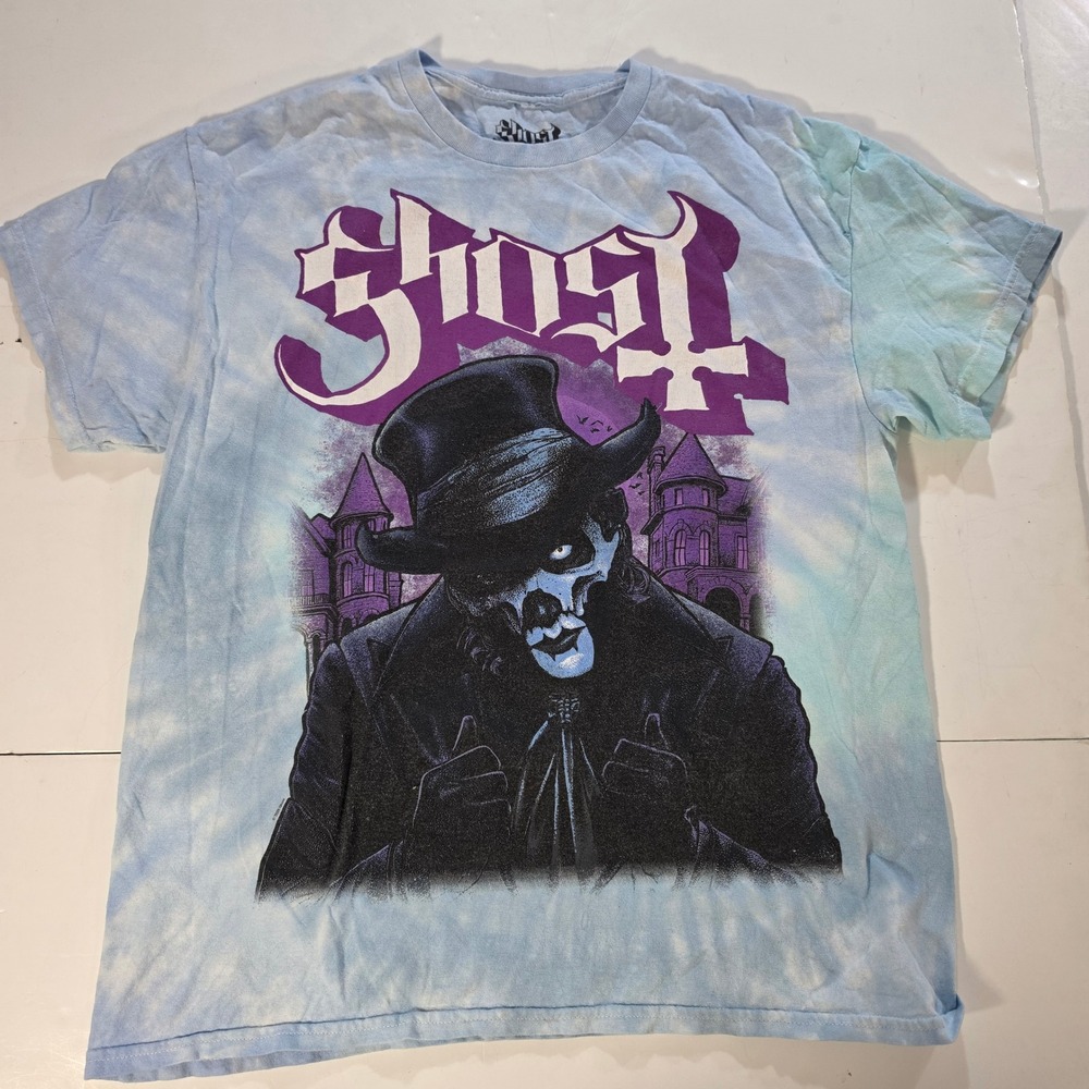 Ghost Band T-Shirt Papa Emeritus IV Tie Dye Blue Purple Graphic Tee Large